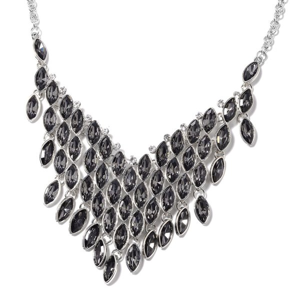 Simulated Gray Quartz and Austrian Crystal - Picture 1 of 3